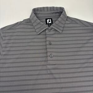 Footjoy Mens Large Gray Striped Short Sleeve Golf Polo Shirt